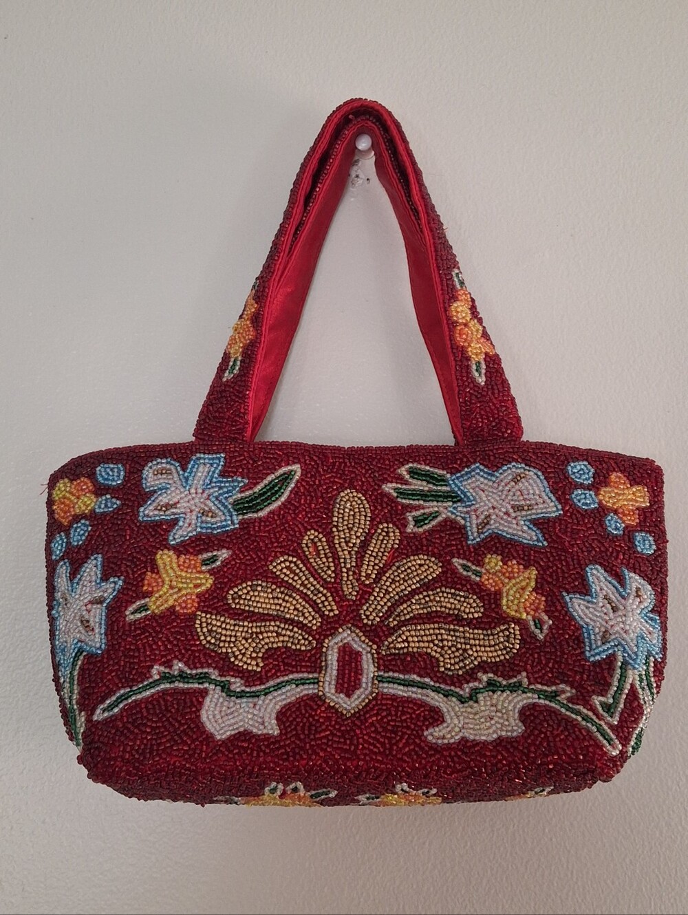 Vintage Y2k Swee Lo Beaded Evening Bag Jewel Tones Red - Picture 3 of 5